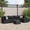 vidaXL 6 Piece Garden Lounge Set with Cushions Black Poly Rattan