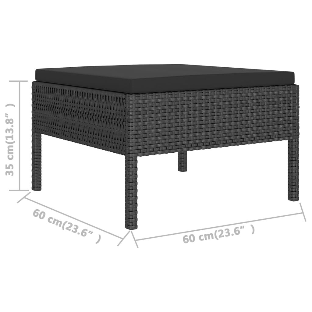 vidaXL 12 Piece Garden Lounge Set with Cushions Poly Rattan Black