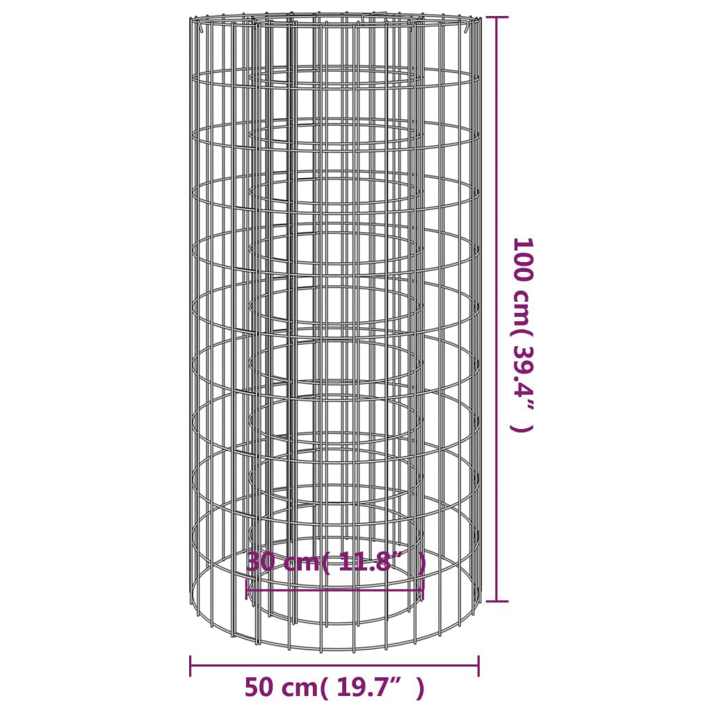 vidaXL Gabion Fire Pit Ø 50 cm Galvanised Iron