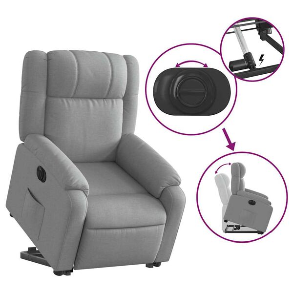 vidaXL Electric Stand up Recliner Chair Light Grey Fabric