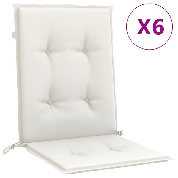 vidaXL Lowback Chair Cushions 6 pcs Melange Cream 100x50x4 cm Fabric
