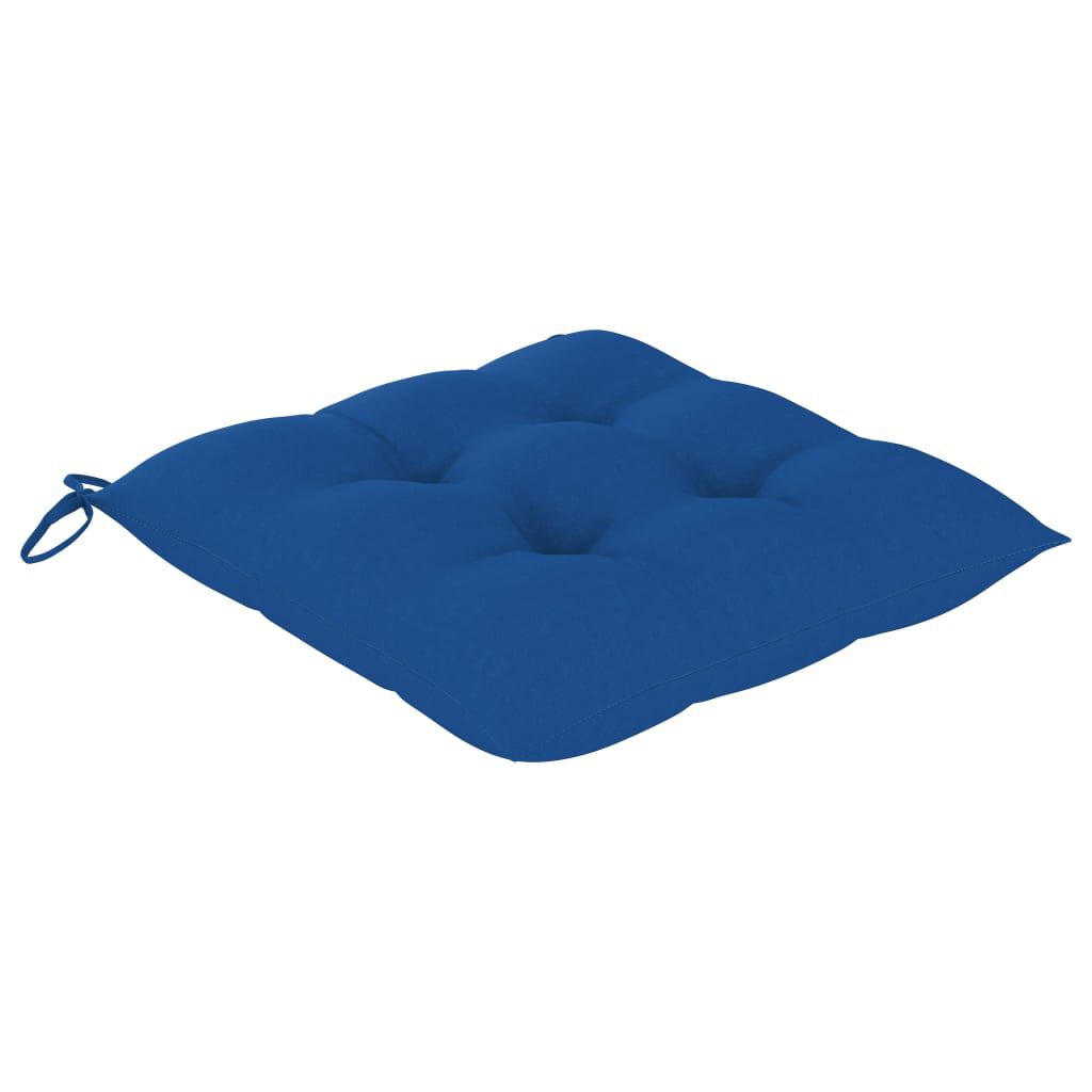 vidaXL Garden Chairs with Blue Cushions 2 pcs Solid Teak Wood