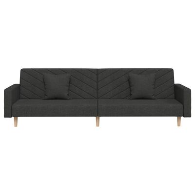 vidaXL 2-Seater Sofa Bed with Two Pillows Black Fabric