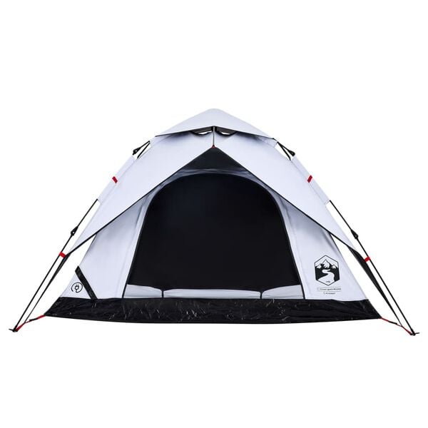 vidaXL Camping Tent Dome 4-Person White Blackout Fabric Quick Release