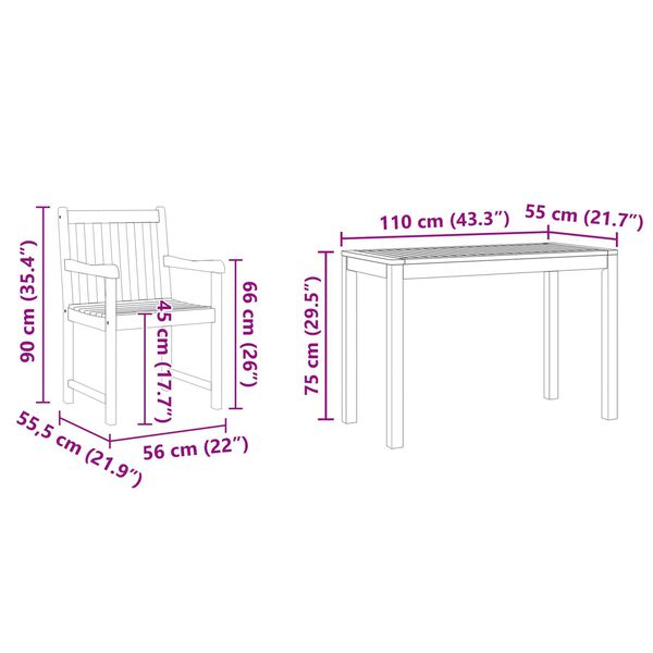 vidaXL Garden Dining Set 3 pcs Brown Solid acacia wood