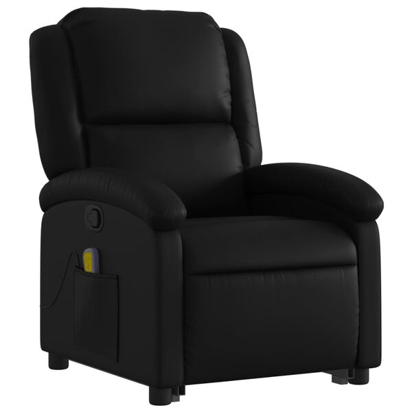 vidaXL Stand up Massage Recliner Chair Black Faux Leather