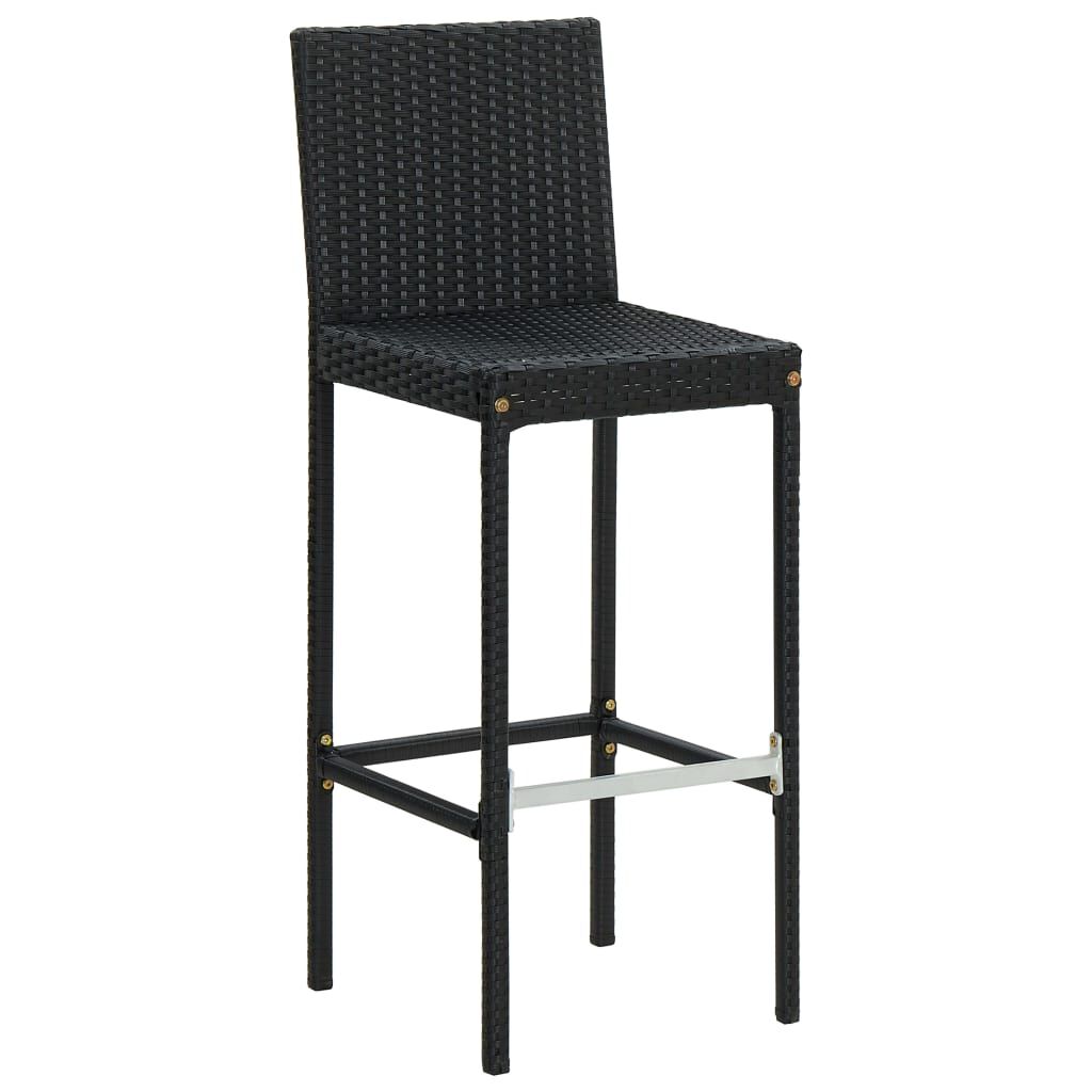 vidaXL Bar Stools with Cushions 6 pcs Black Poly Rattan