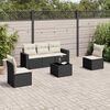 vidaXL 6 Piece Garden Sofa Set with Cushions Black Poly Rattan
