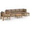 vidaXL 7 Piece Garden Lounge Set with Taupe Cushions Bamboo