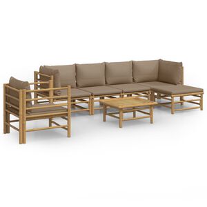 vidaXL 7 Piece Garden Lounge Set with Taupe Cushions Bamboo