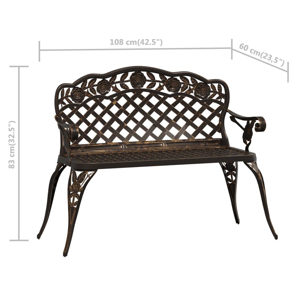 vidaXL Garden Bench 108 cm Cast Aluminium Bronze