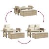 vidaXL Reclining Garden Bench with Cushions Beige Poly Rattan