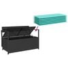 vidaXL Garden Storage Bench with Cushion Black Poly Rattan