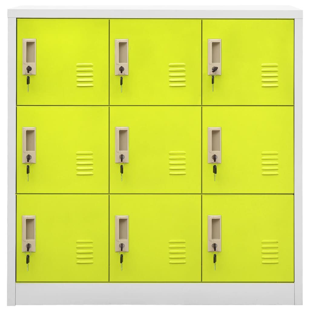 vidaXL Locker Cabinets 2 pcs Light Grey and Green 90x45x92.5 cm Steel
