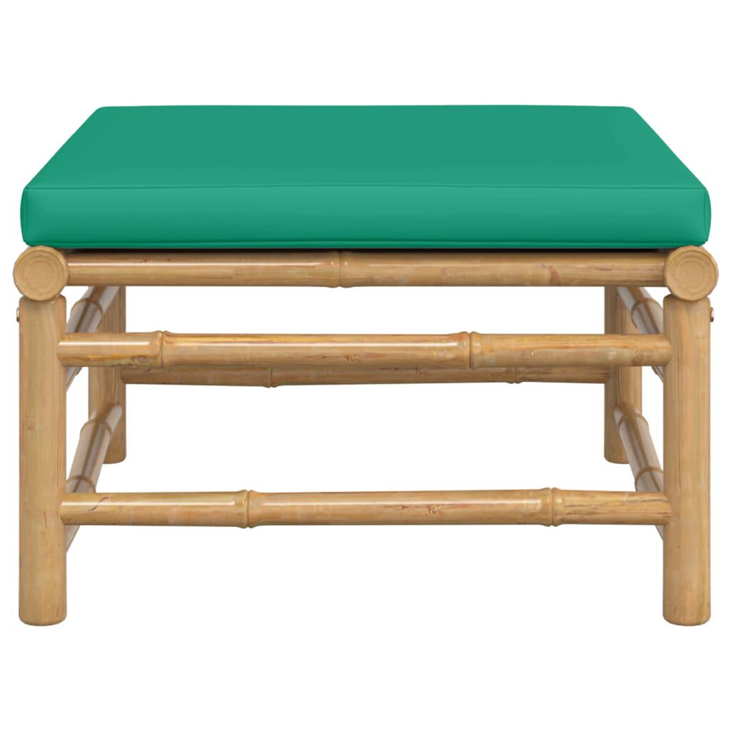 vidaXL Garden Footstool with Green Cushion Bamboo