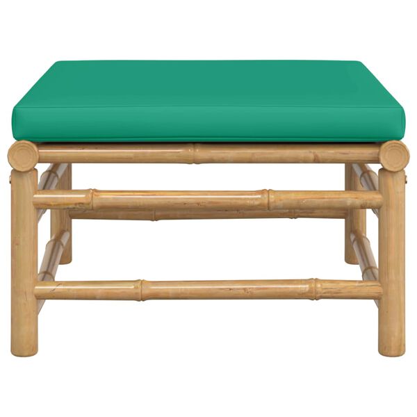 vidaXL Garden Footstool with Green Cushion Bamboo