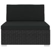 vidaXL Sectional Middle Seat with Cushions Poly Rattan Black