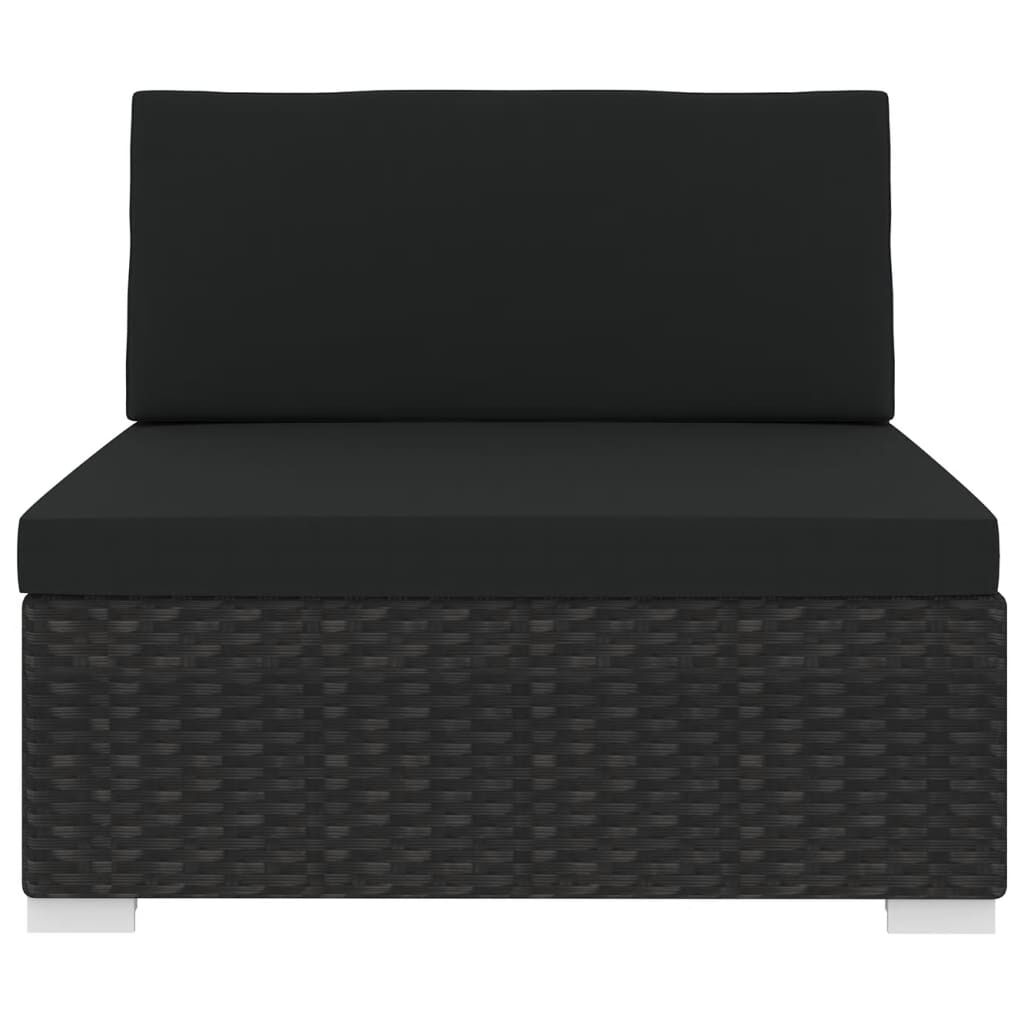 vidaXL Sectional Middle Seat with Cushions Poly Rattan Black