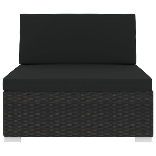 vidaXL Sectional Middle Seat with Cushions Poly Rattan Black