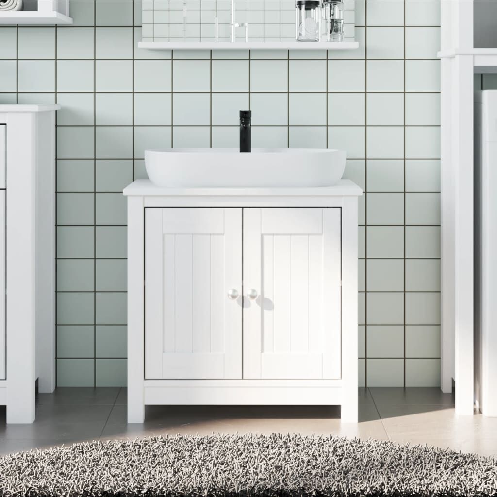 vidaXL Bathroom Sink Cabinet BERG White 60x34x59 cm Solid Wood Pine
