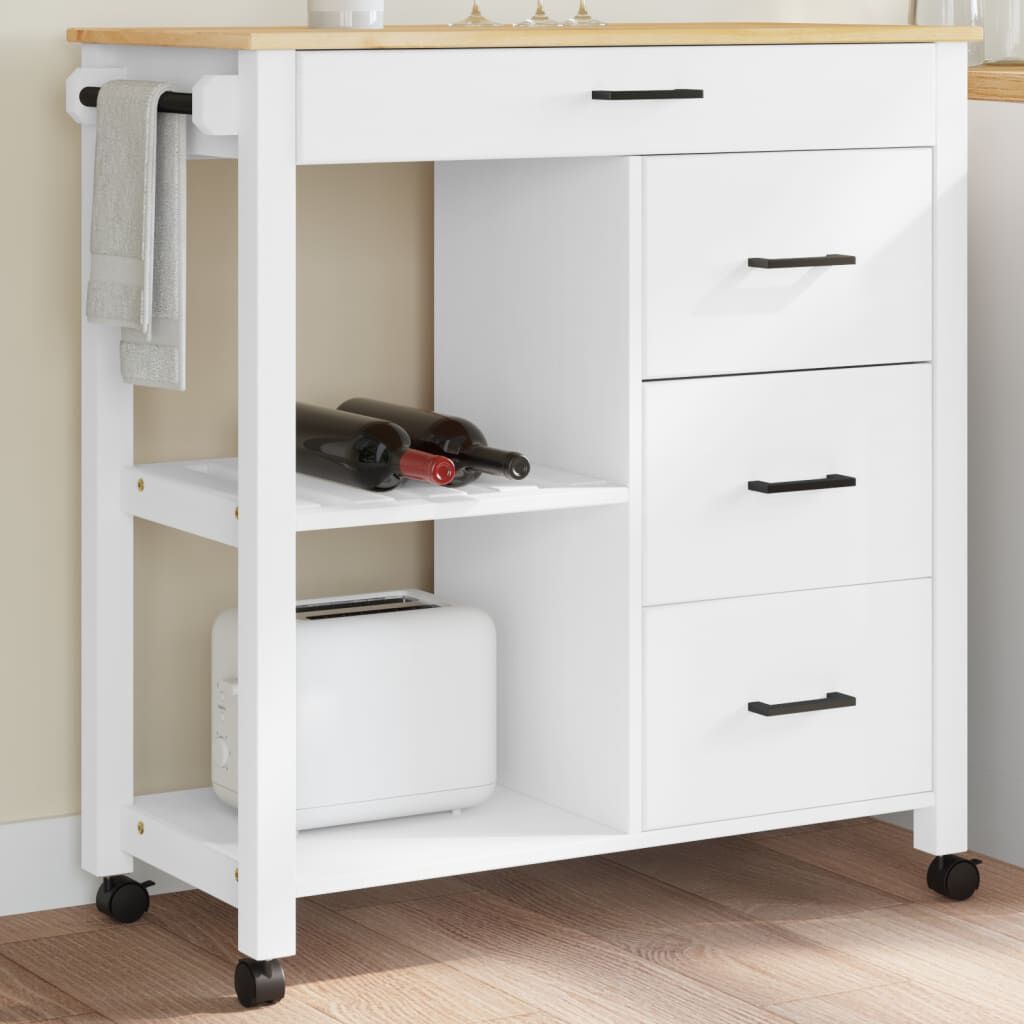 vidaXL Kitchen Trolley MONZA 84x40x90 cm Solid Wood Pine