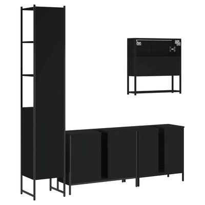 vidaXL 4 Piece Bathroom Furniture Set Black Engineered Wood