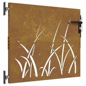 vidaXL Garden Gate 85x75 cm Corten Steel Grass Design