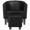vidaXL Tub Chair with Footstool Black Faux Leather