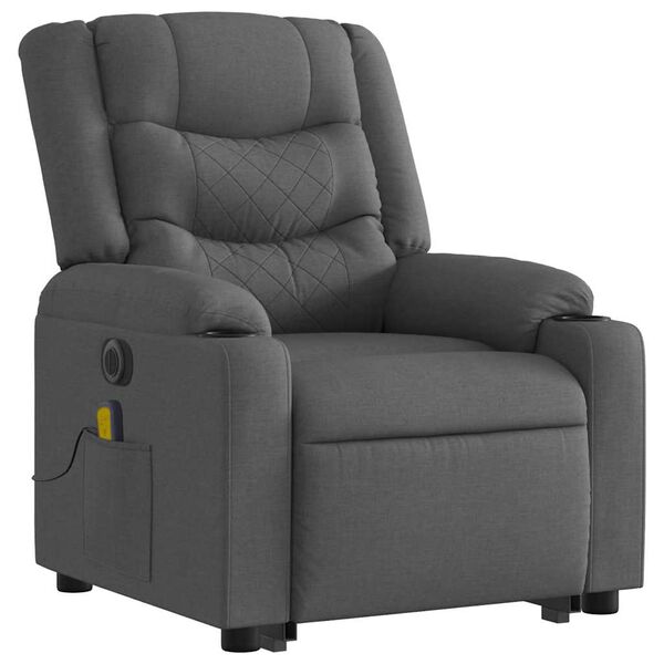 vidaXL Electric Stand up Massage Recliner Chair Dark Grey Fabric