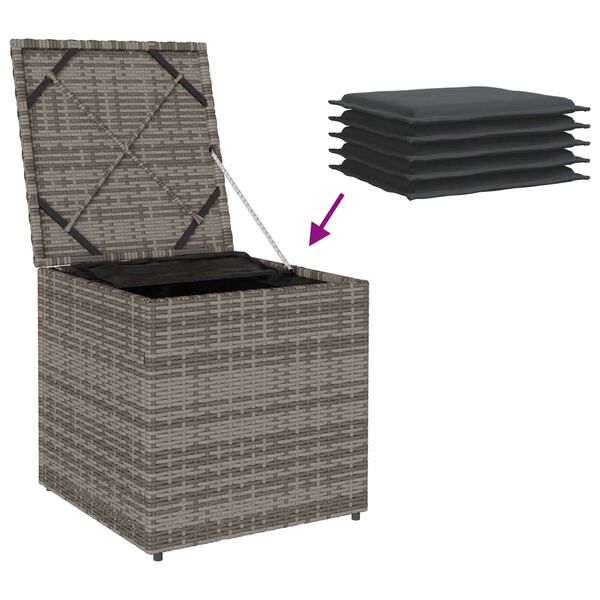 vidaXL Outdoor Storage Box Grey and Dark Grey Rattan Large Storage