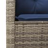 vidaXL 3 Piece Bistro Set with Cushions Grey Poly Rattan Acacia Wood