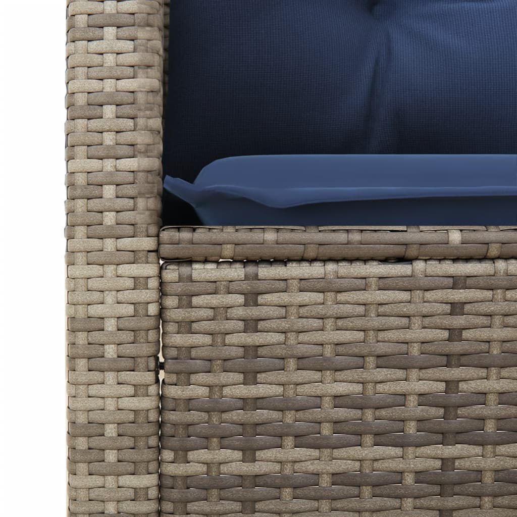 vidaXL 3 Piece Bistro Set with Cushions Grey Poly Rattan Acacia Wood