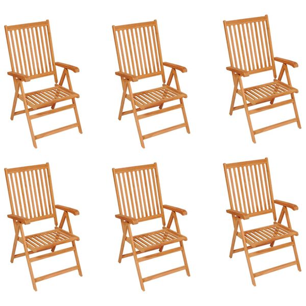 vidaXL Garden Chairs 6 pcs with Grey Cushions Solid Teak Wood