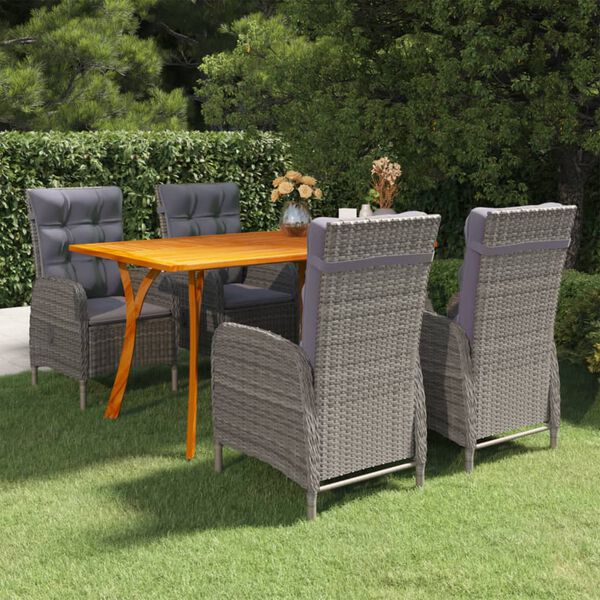 vidaXL 5 Piece Garden Dining Set Grey