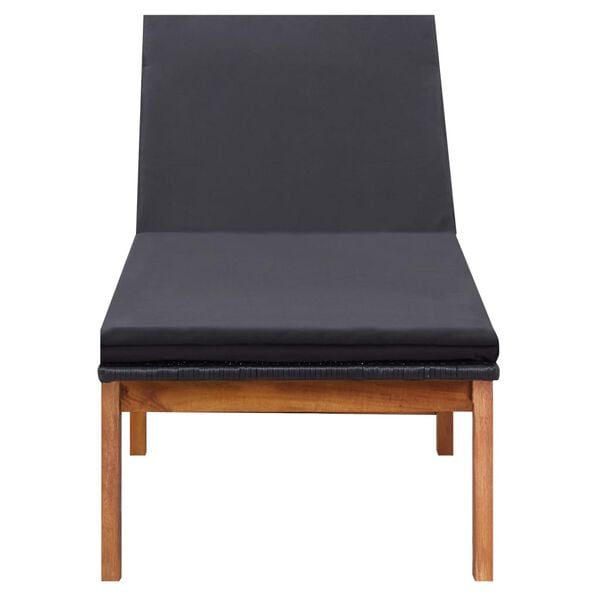 vidaXL Sun Lounger with Cushion Poly Rattan and Solid Acacia Wood
