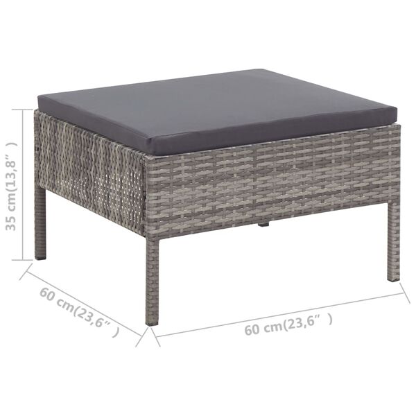 vidaXL 6 Piece Garden Lounge Set with Cushions Poly Rattan Grey