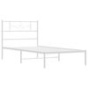 vidaXL Metal Bed Frame without Mattress with Headboard White 100x200cm