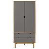 vidaXL Wardrobe OTTA Brown and Grey 76.5x53x172 cm Solid Wood Pine