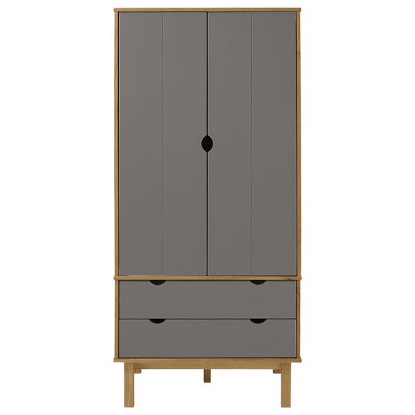 vidaXL Wardrobe OTTA Brown and Grey 76.5x53x172 cm Solid Wood Pine