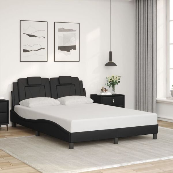 vidaXL Bed Frame "Viana" with LED without Mattress Black 137x190 cm