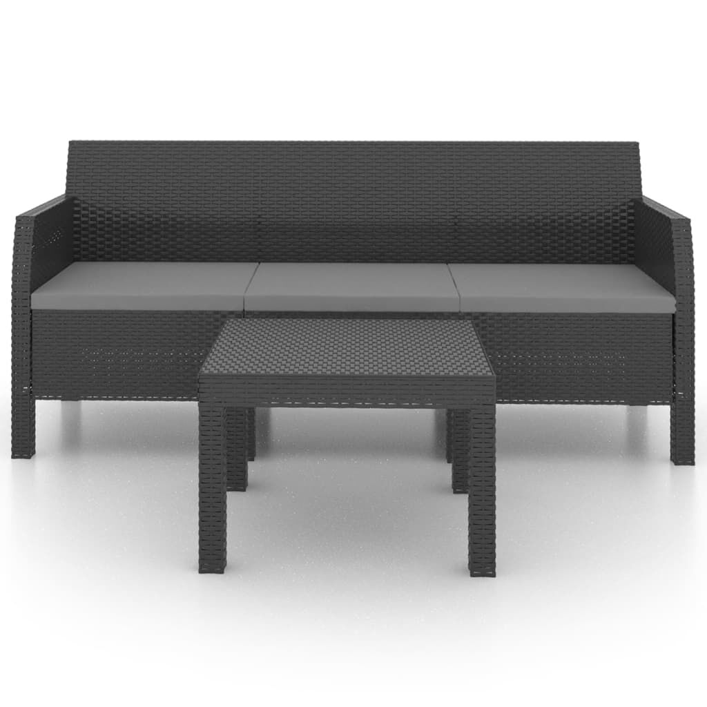 vidaXL 2 Piece Garden Lounge Set with Cushions PP Rattan Anthracite