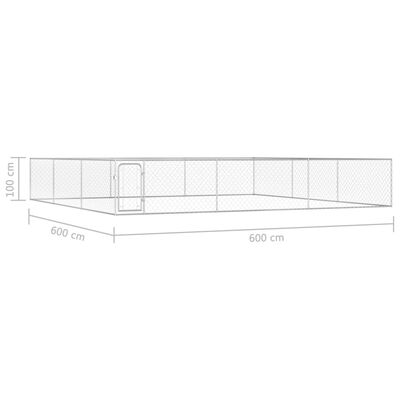 vidaXL Outdoor Dog Kennel Galvanised Steel 6x6x1 m