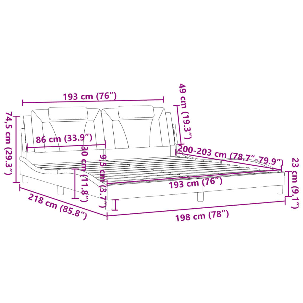 vidaXL Bed Frame "Viana" without Mattress White 193x203 cm Faux Leather
