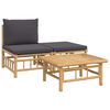 vidaXL 3 Piece Garden Lounge Set with Dark Grey Cushions Bamboo