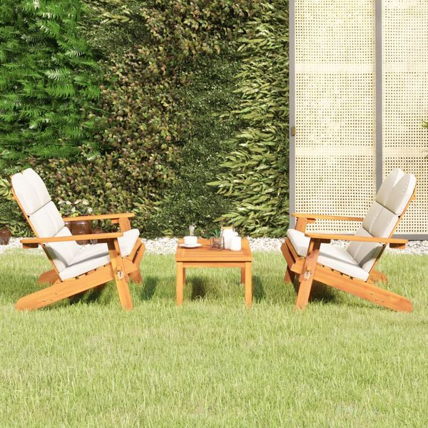 vidaXL 3 Piece Adirondack Garden Lounge Set Solid Wood Acacia