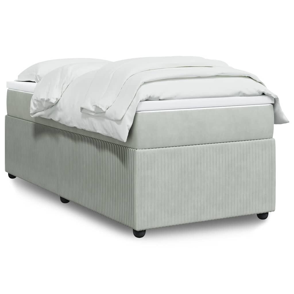 vidaXL Box Spring Bed with Mattress Light Grey Twin Velvet