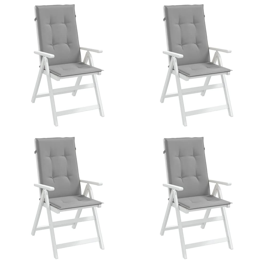 vidaXL Garden Highback Chair Cushions 4 pcs Grey 120x50x3 cm Fabric