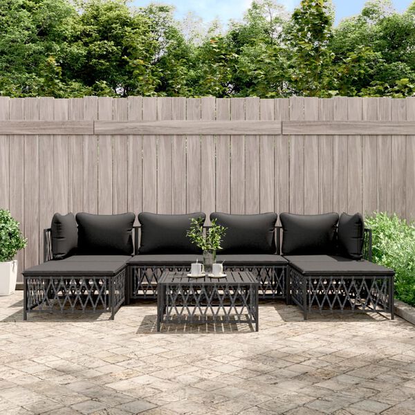 vidaXL 7 Piece Garden Lounge Set with Cushions Anthracite Steel