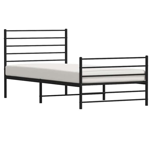 vidaXL Metal Bed Frame without Mattress with Footboard Black 100x190cm