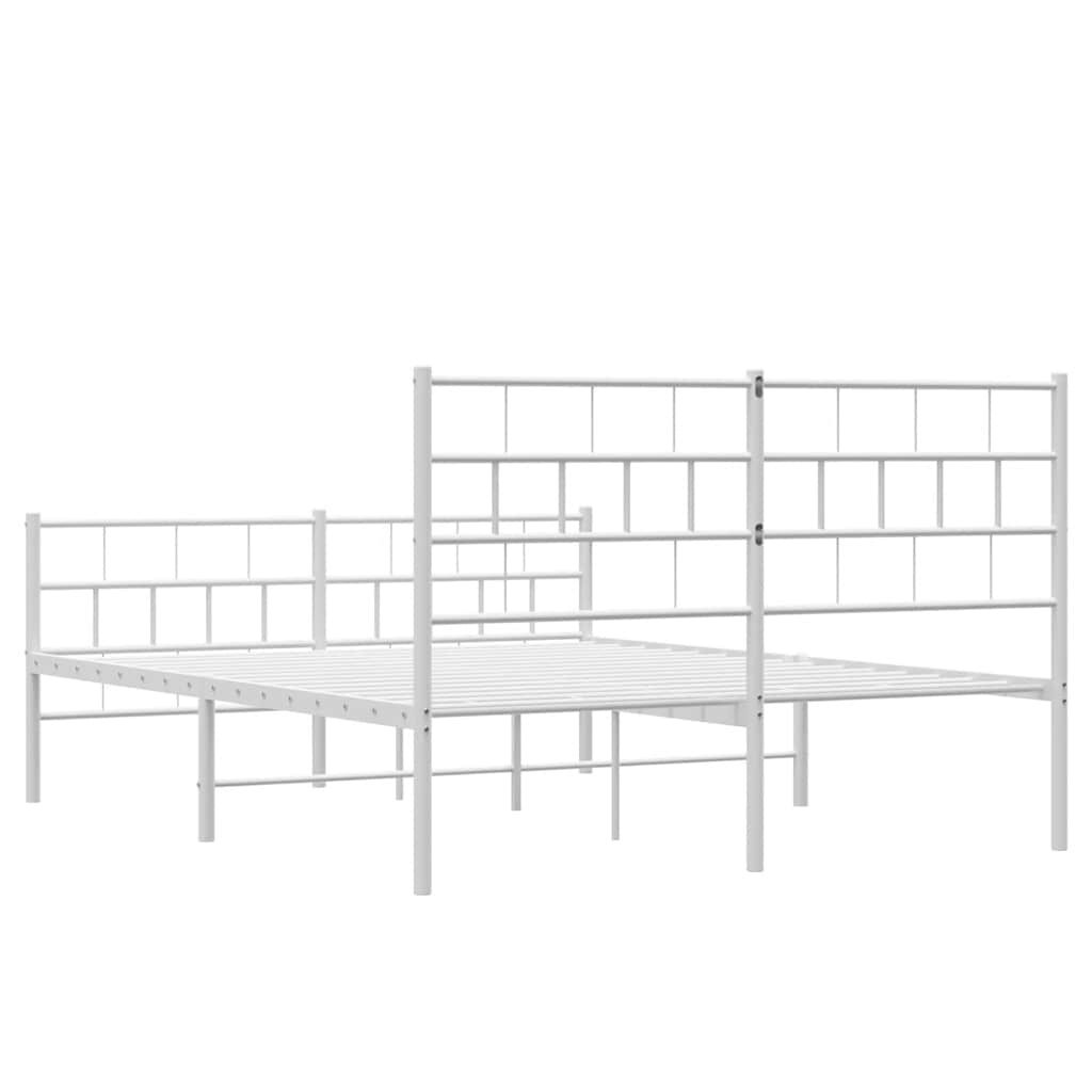 vidaXL Metal Bed Frame without Mattress with Footboard White 135x190cm